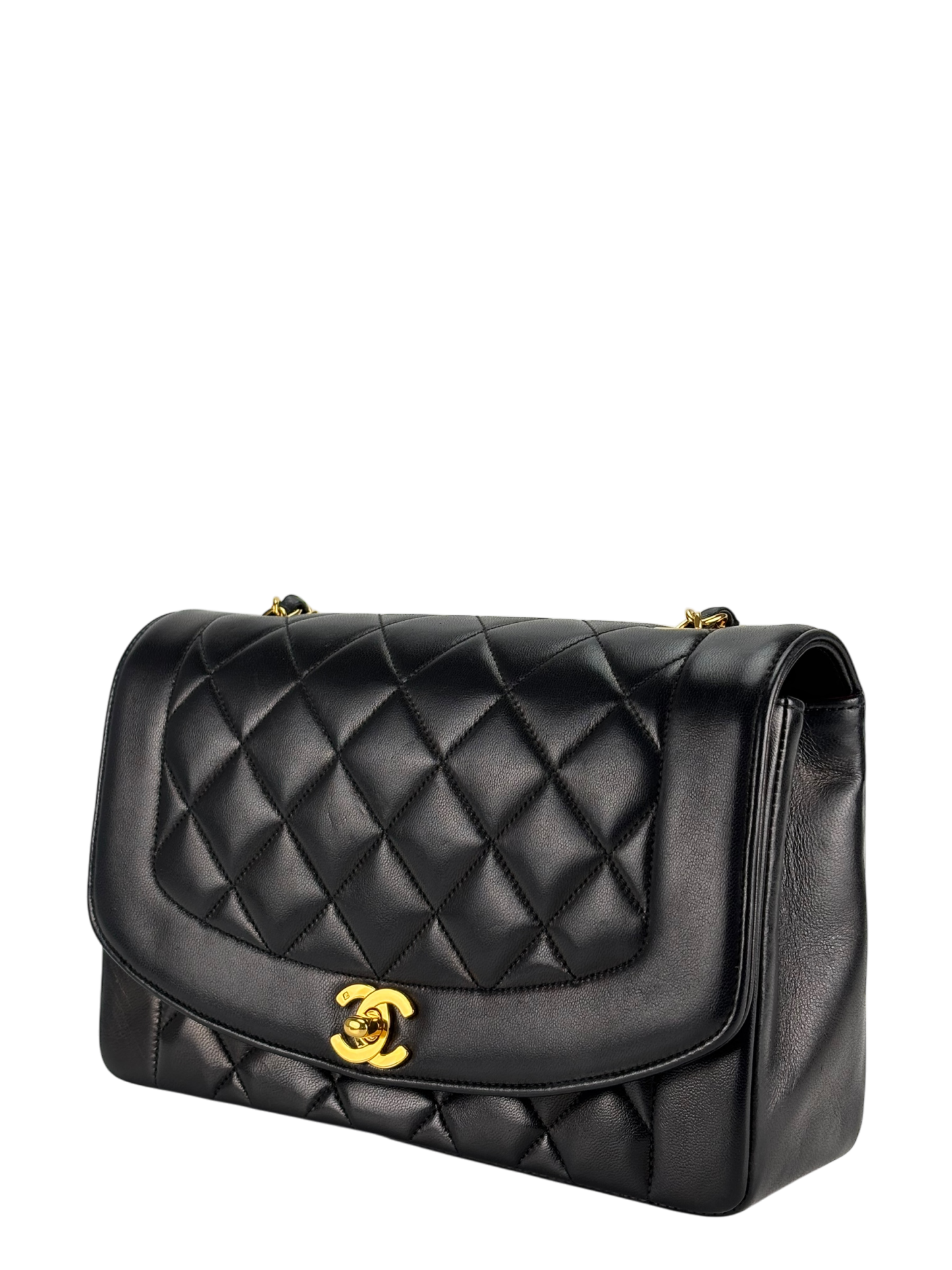 CHANEL - Black Lambskin Medium Diana Shoulder Bag