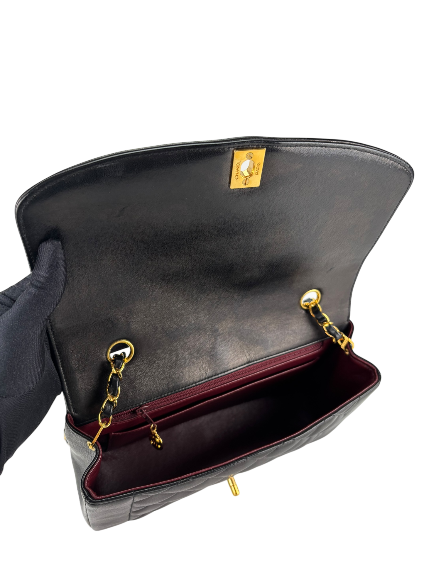 CHANEL - Black Lambskin Medium Diana Shoulder Bag