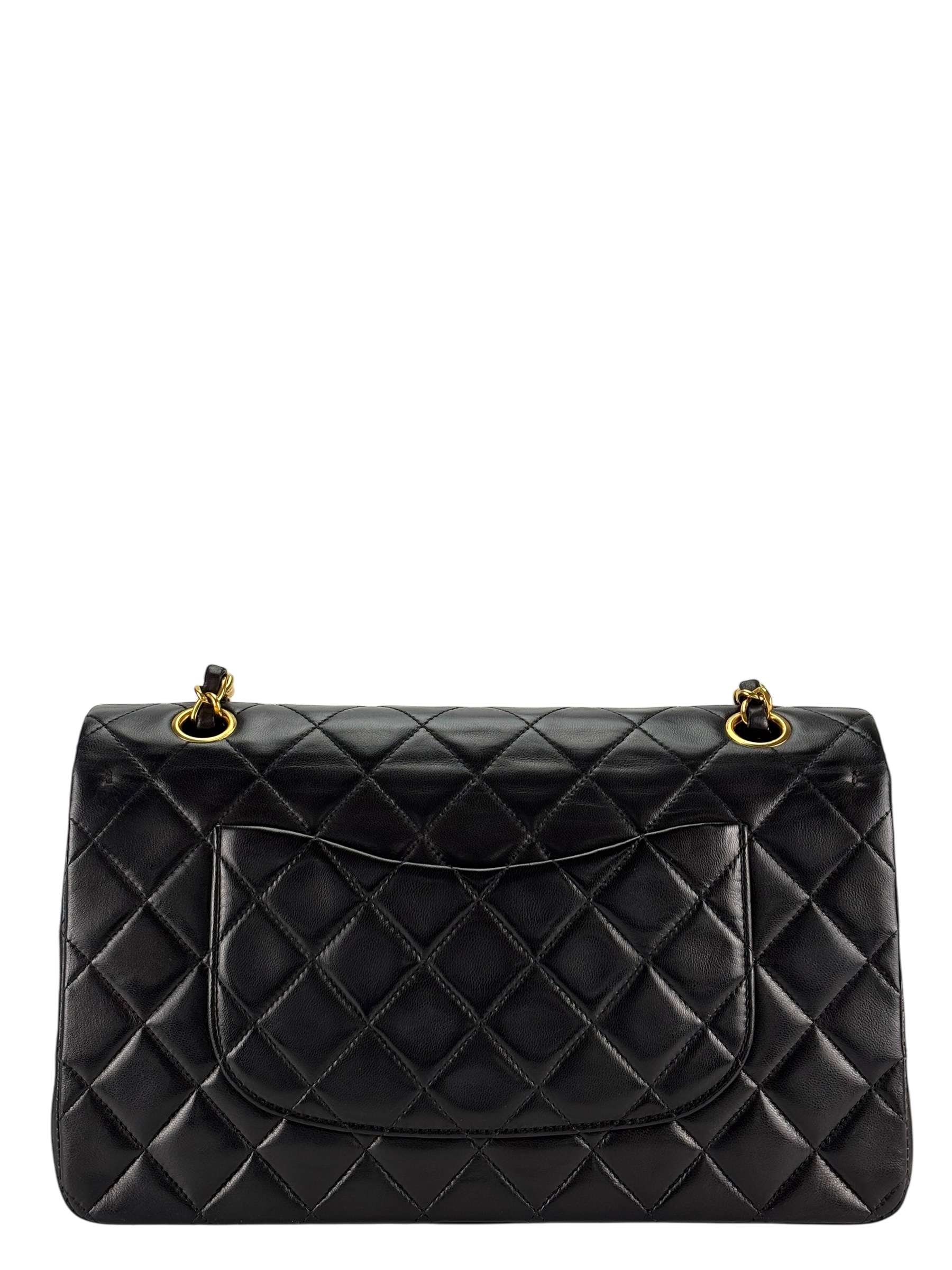 CHANEL - Medium Classic Double Flap Bag Black Lambskin Gold Hardware (CF25)