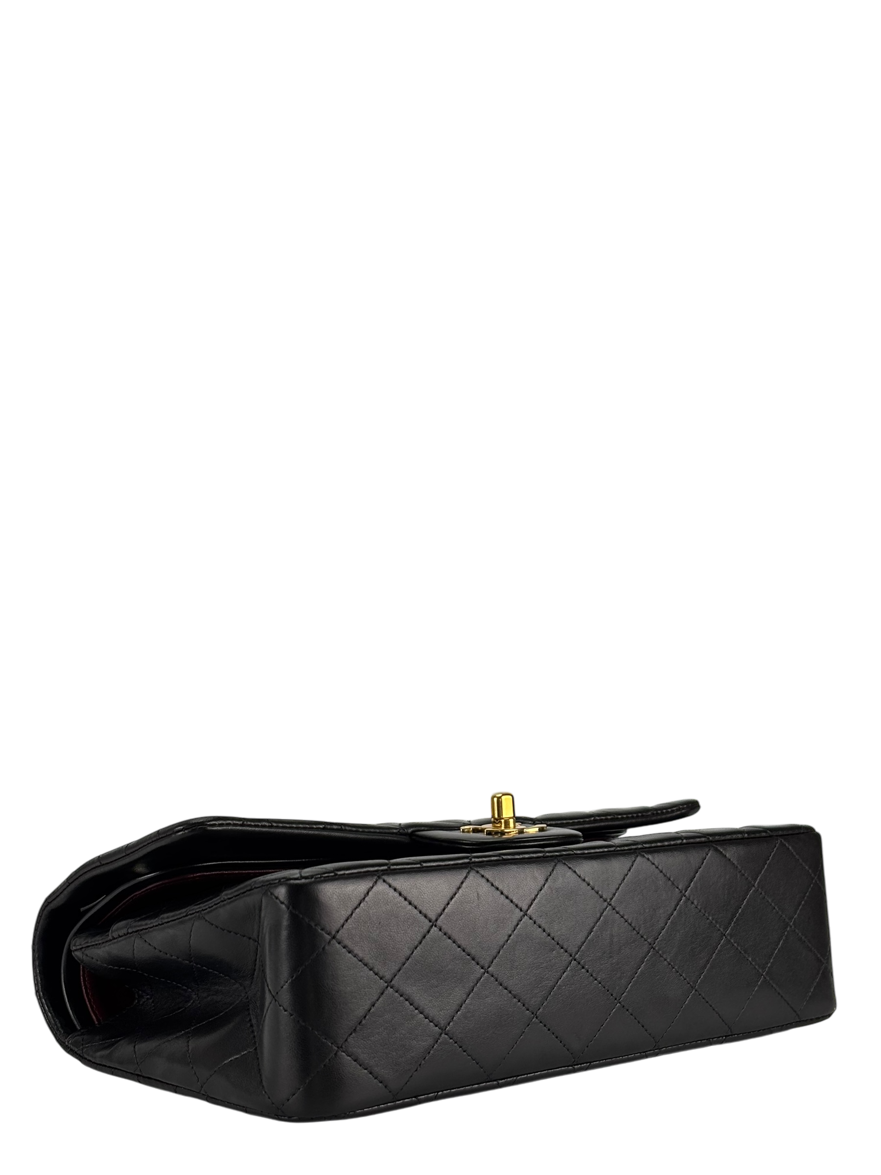 CHANEL - Medium Classic Double Flap Bag Black Lambskin Gold Hardware (CF25)