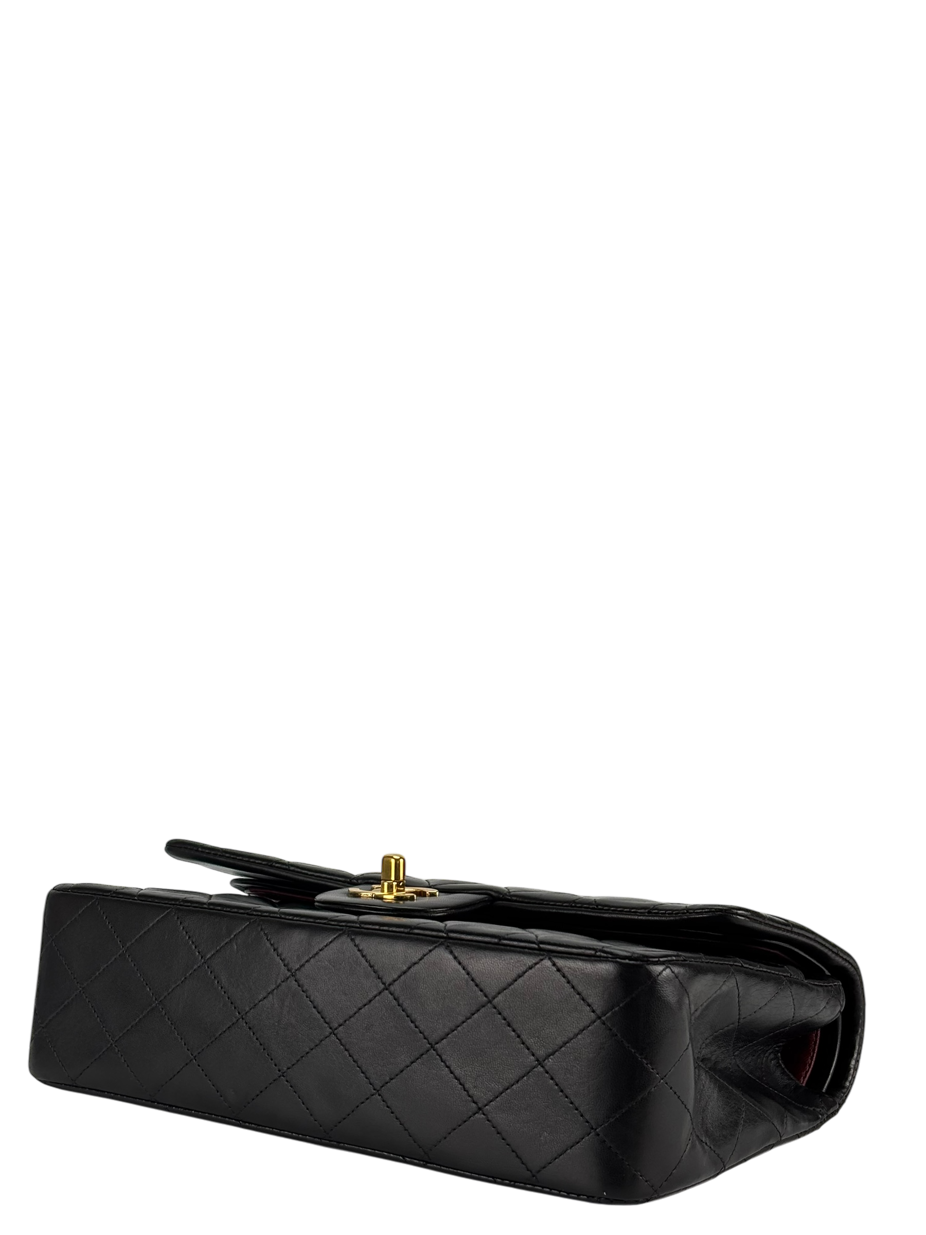 CHANEL - Medium Classic Double Flap Bag Black Lambskin Gold Hardware (CF25)