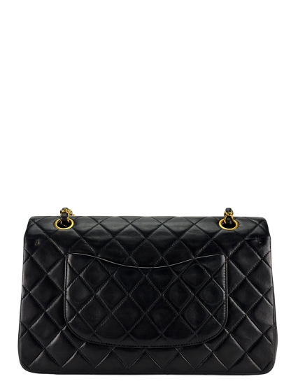 CHANEL - Medium Classic Double Flap Bag Matelasse Black Lambskin Sliver Hardware (CF25)  