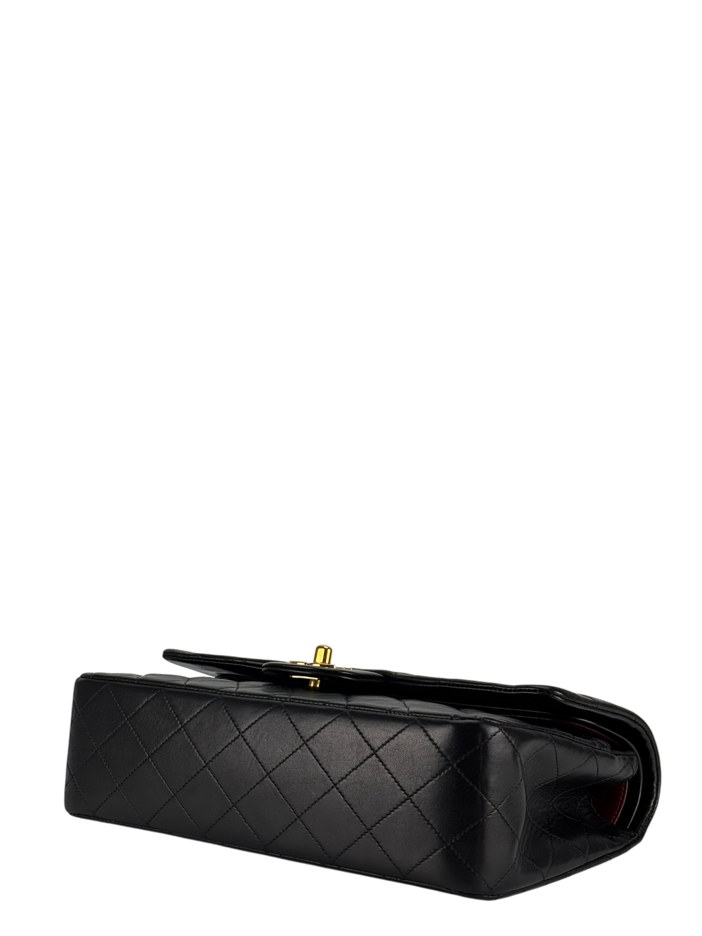 CHANEL - Medium Classic Double Flap Bag Matelasse Black Lambskin Sliver Hardware (CF25)