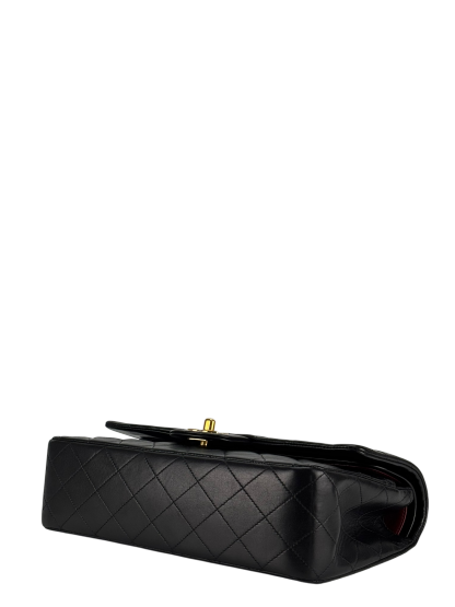 CHANEL - Medium Classic Double Flap Bag Matelasse Black Lambskin Sliver Hardware (CF25)  