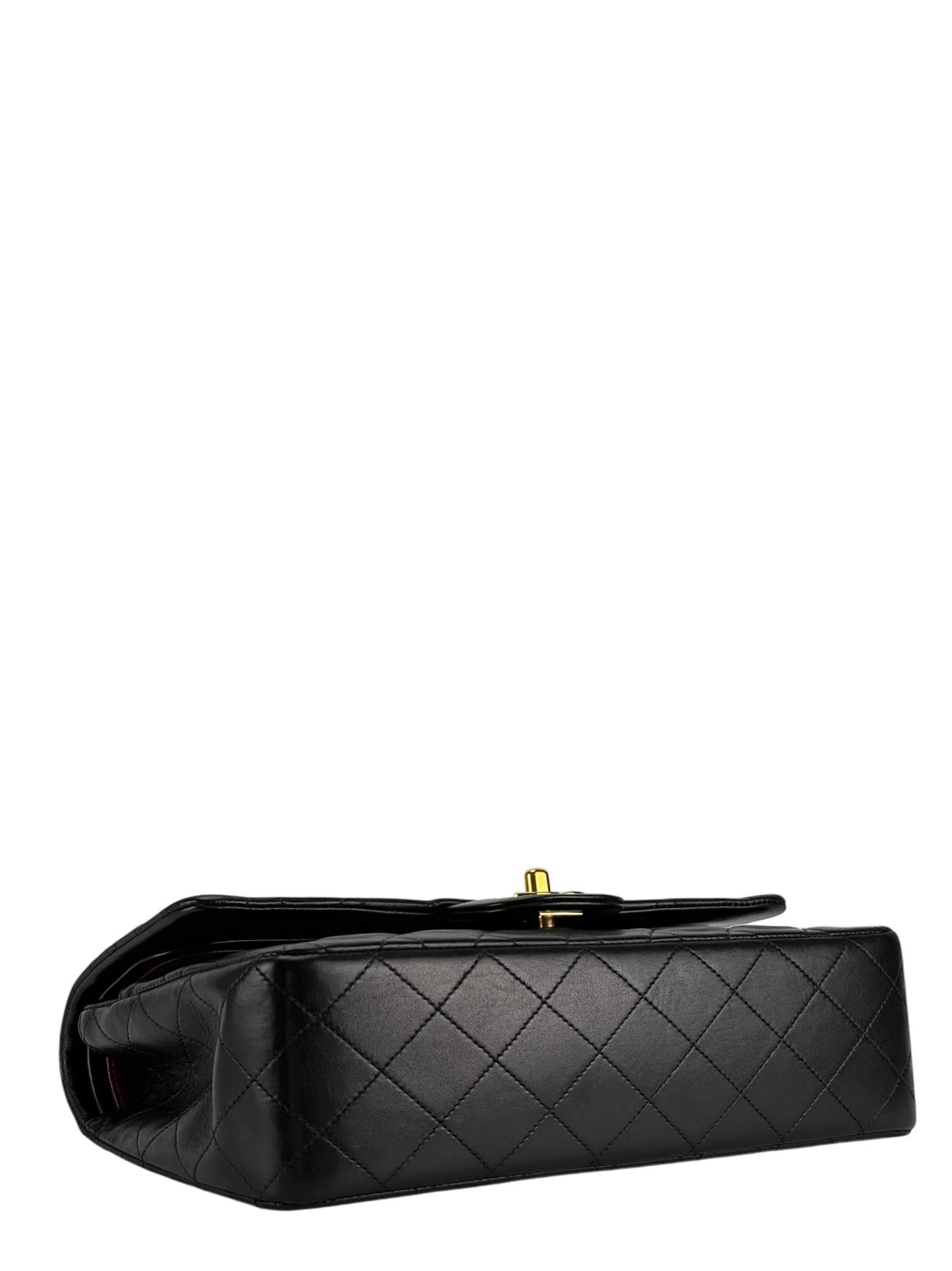 CHANEL - Medium Classic Double Flap Bag Matelasse Black Lambskin Sliver Hardware (CF25)