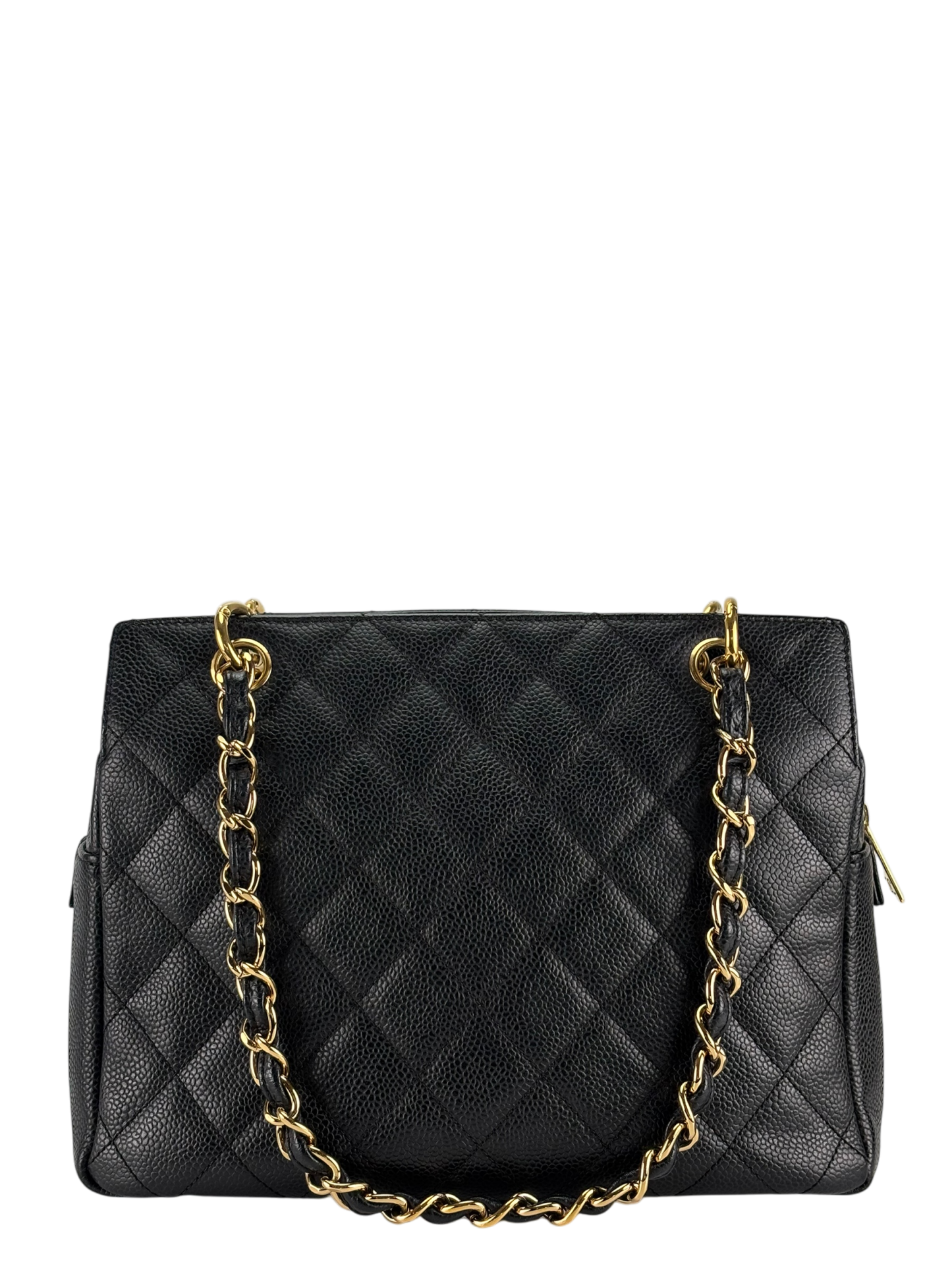 CHANEL - Black Caviar Quilted Shopping Tote PTT Gold Hardware