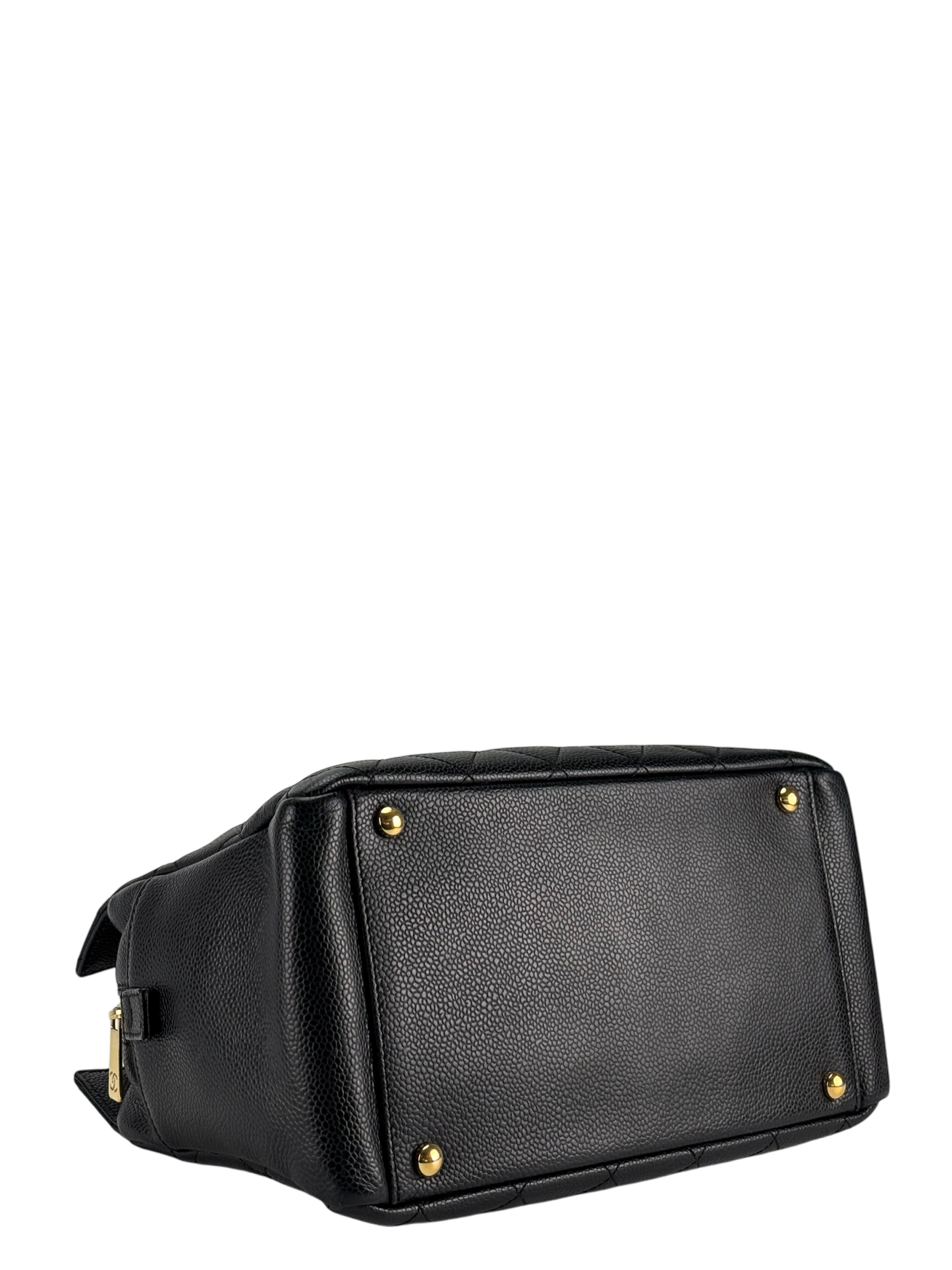 CHANEL - Black Caviar Quilted Shopping Tote PTT Gold Hardware