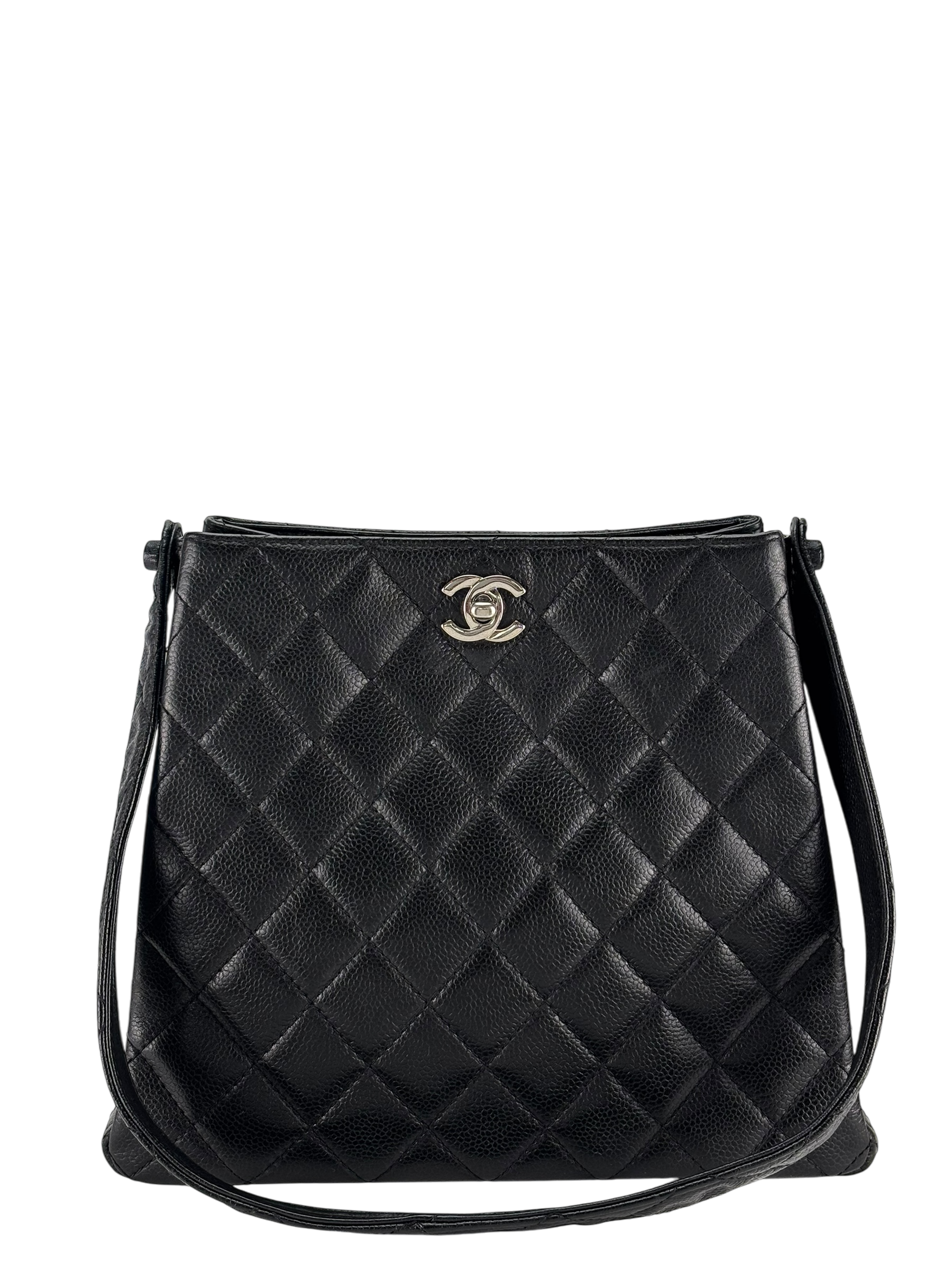 CHANEL - Black Caviar Matelasse Shoulder Bag Bags 