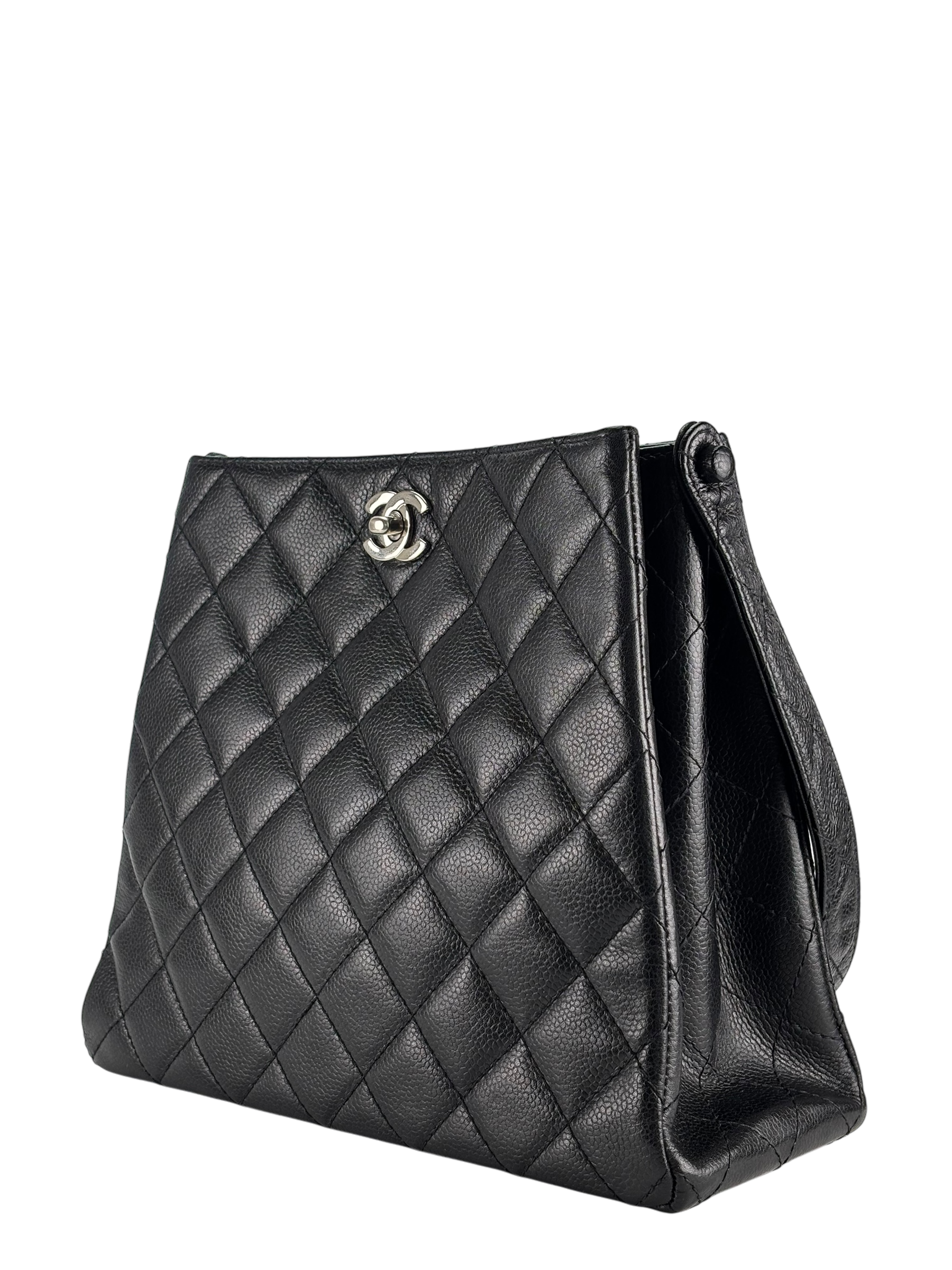 CHANEL - Black Caviar Matelasse Shoulder Bag Bags 