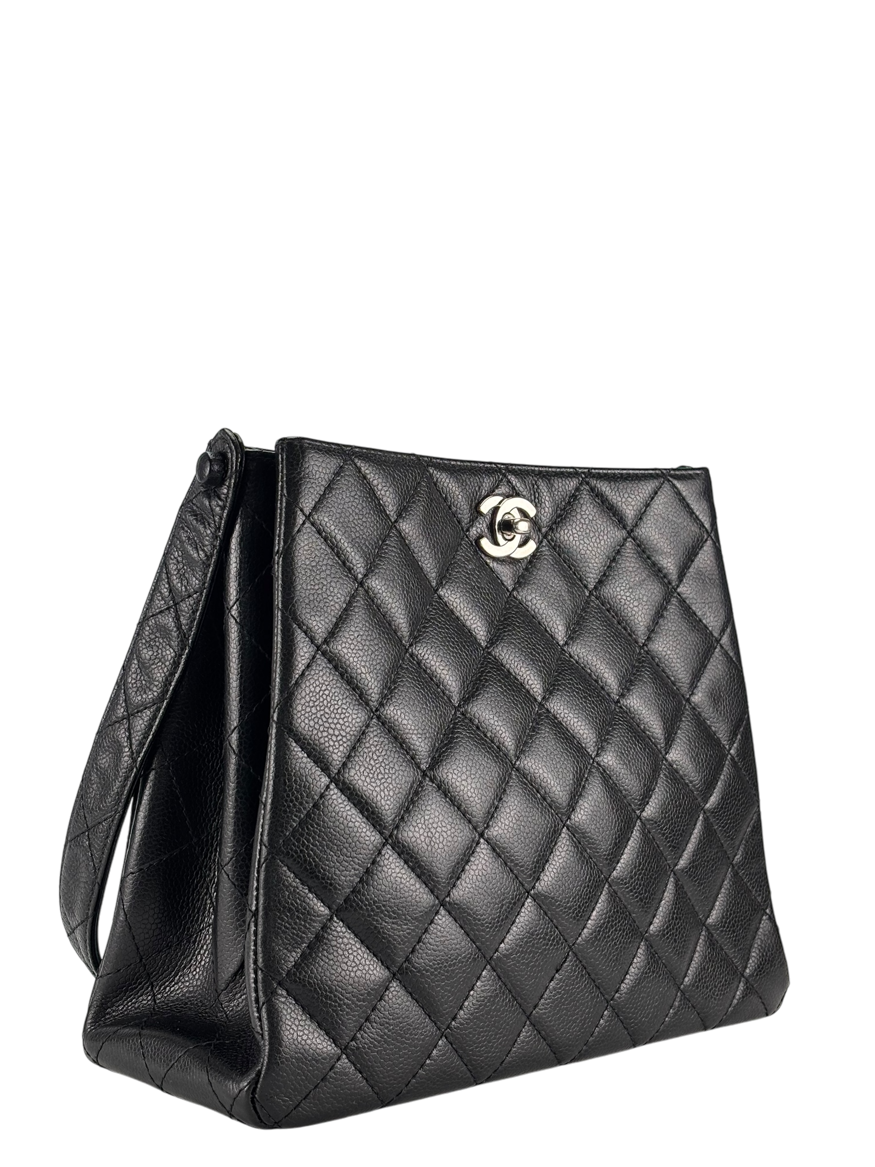 CHANEL - Black Caviar Matelasse Shoulder Bag Bags 