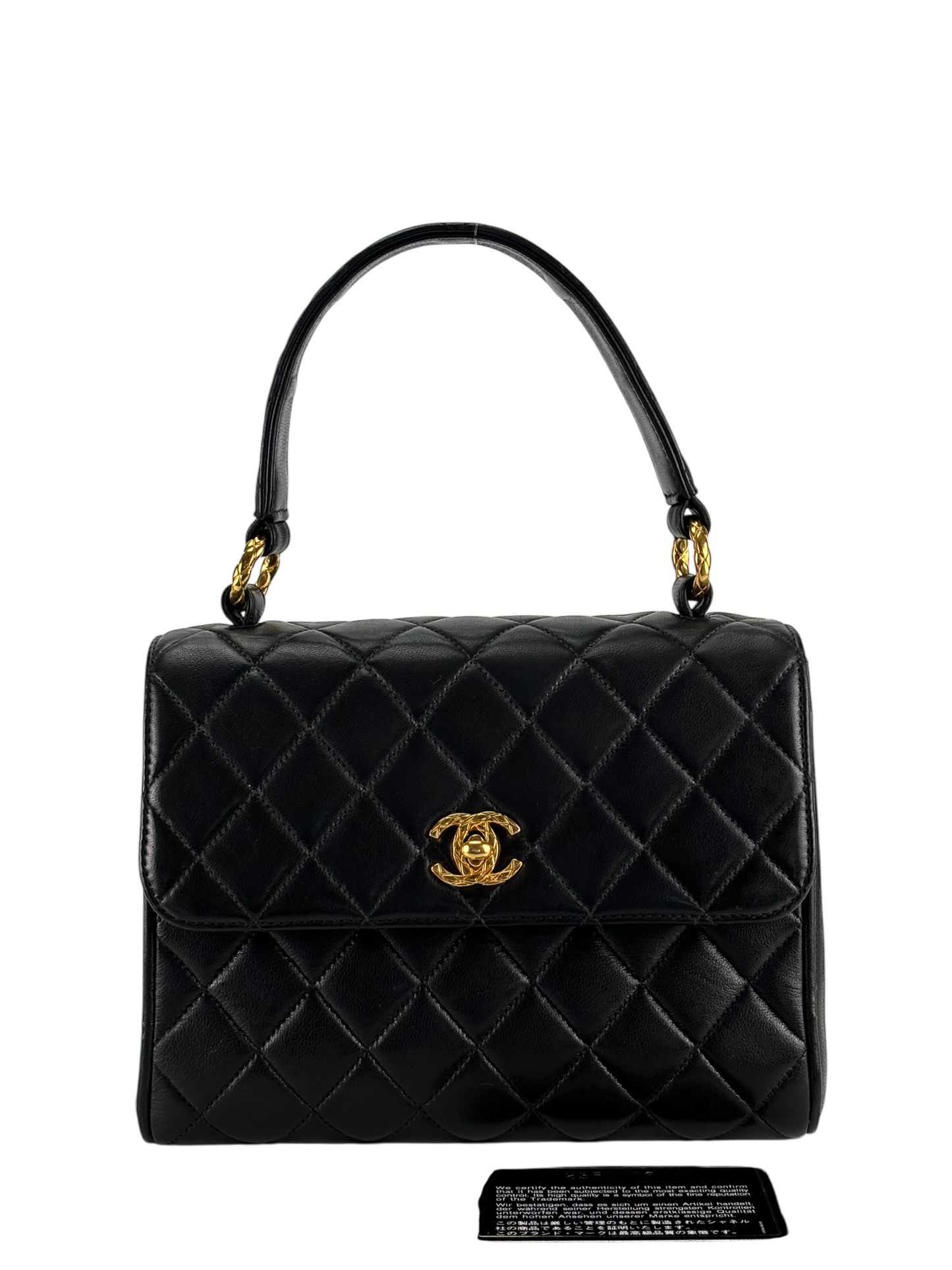 CHANEL - Classic Black Lambskin Mini Kelly Flap Bag