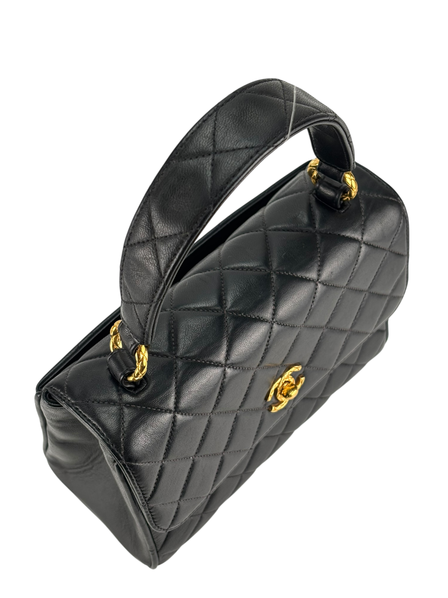 CHANEL - Classic Black Lambskin Mini Kelly Flap Bag