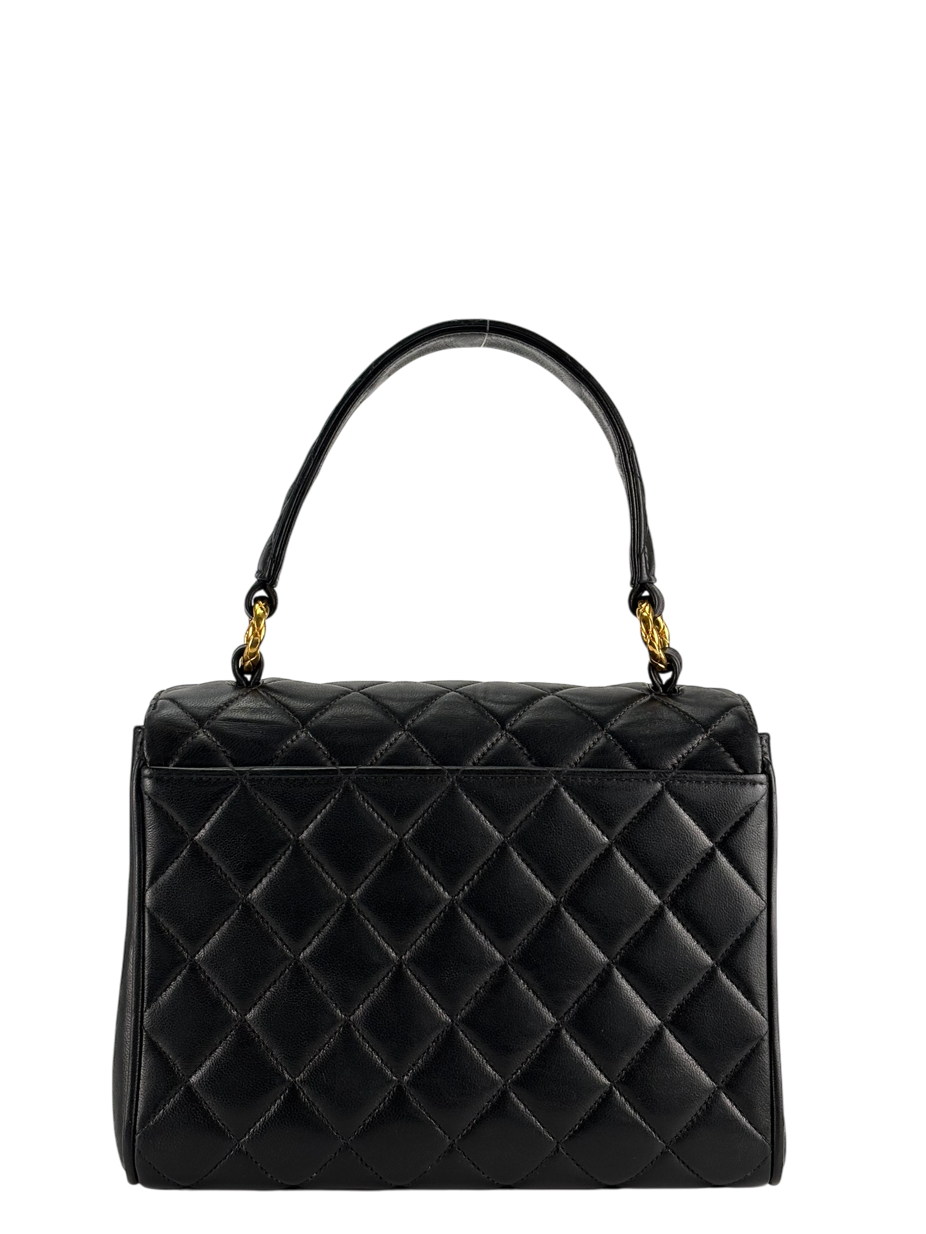CHANEL - Classic Black Lambskin Mini Kelly Flap Bag