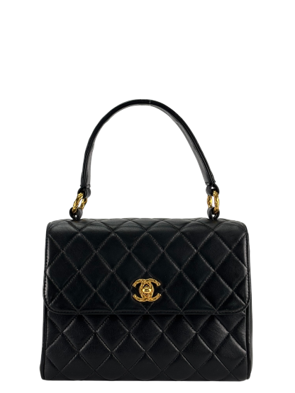 CHANEL - Classic Black Lambskin Mini Kelly Flap Bag