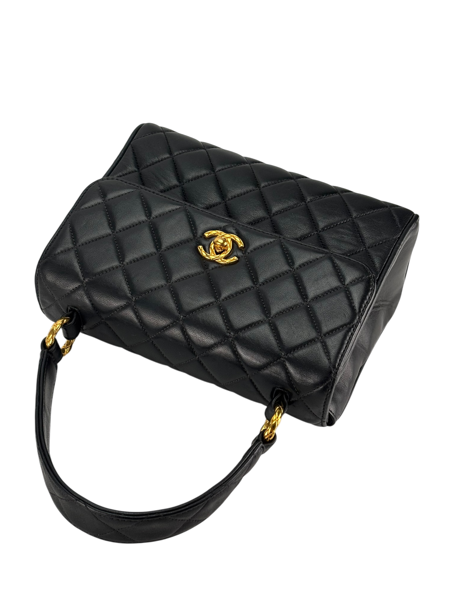 CHANEL - Classic Black Lambskin Mini Kelly Flap Bag