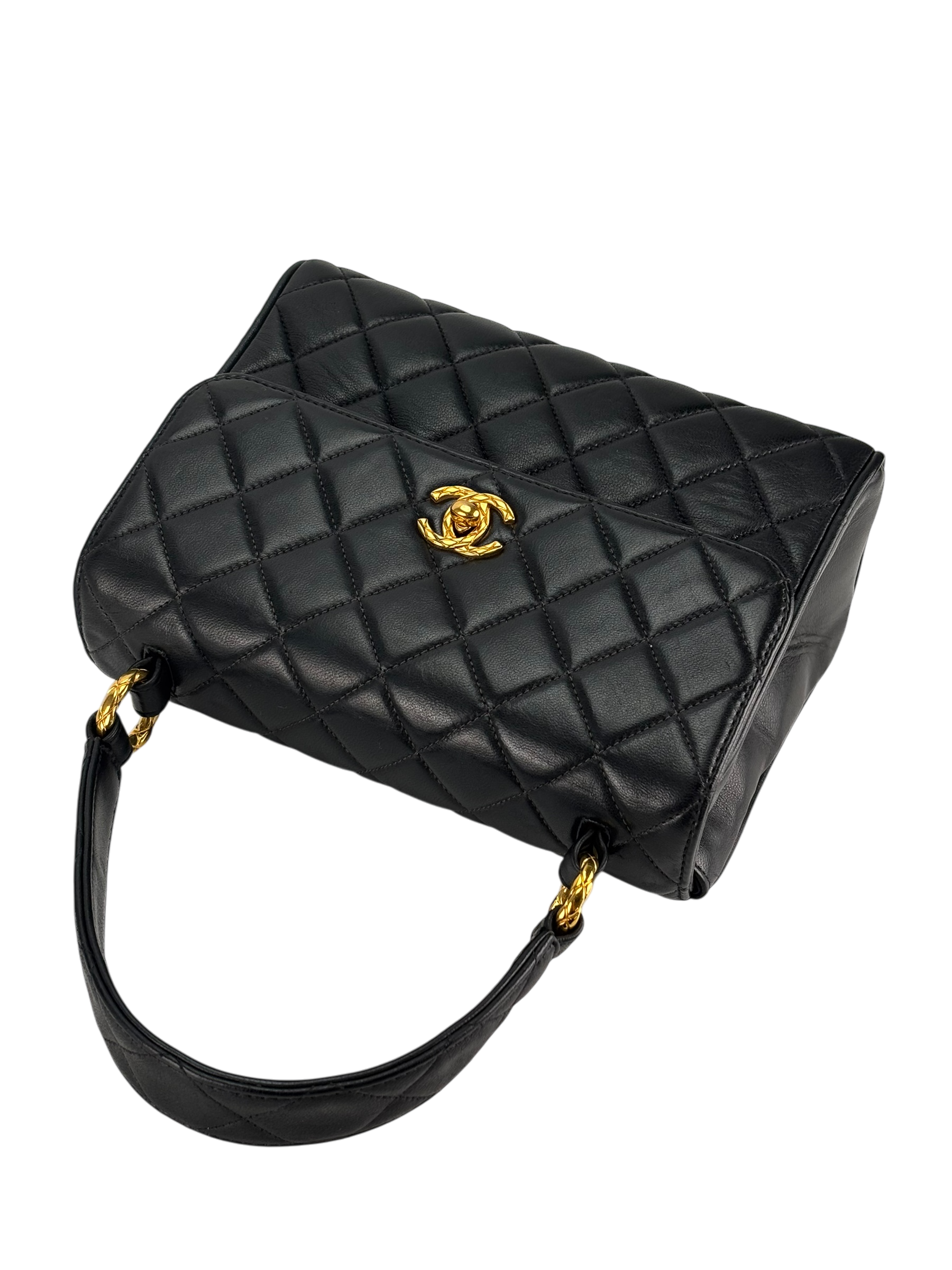 CHANEL - Classic Black Lambskin Mini Kelly Flap Bag