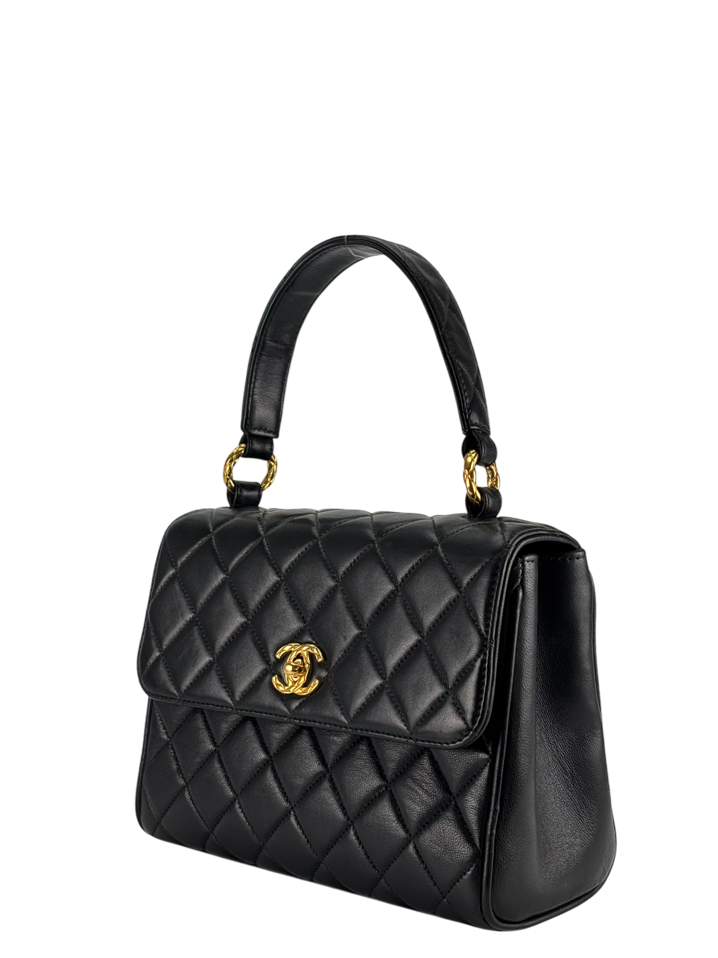 CHANEL - Classic Black Lambskin Mini Kelly Flap Bag