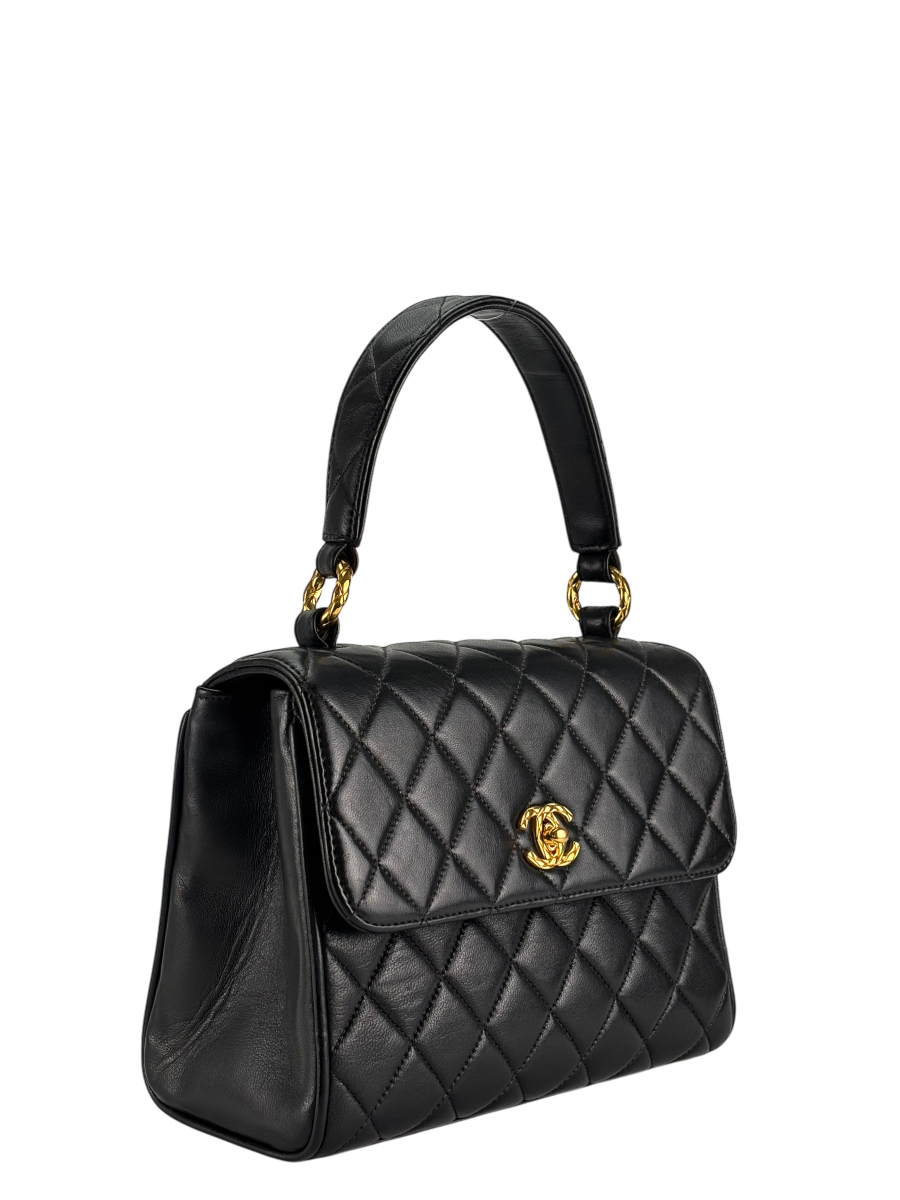 CHANEL - Classic Black Lambskin Mini Kelly Flap Bag