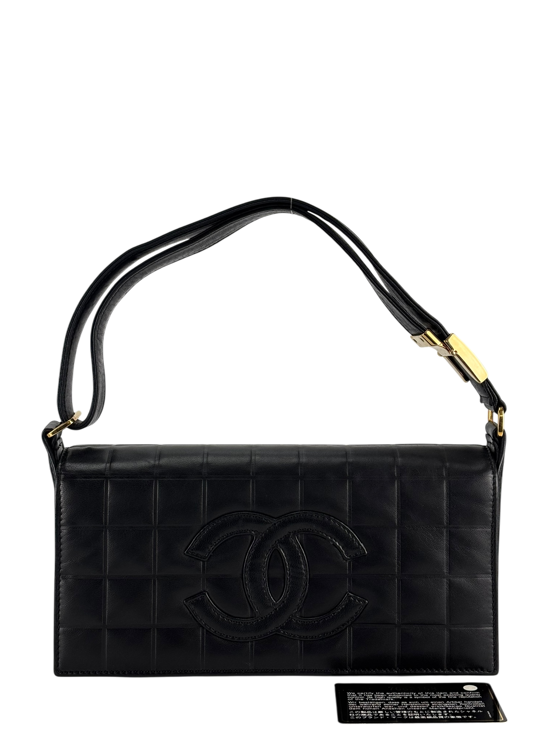 CHANEL - Black Lambskin Choco Bar Handbag