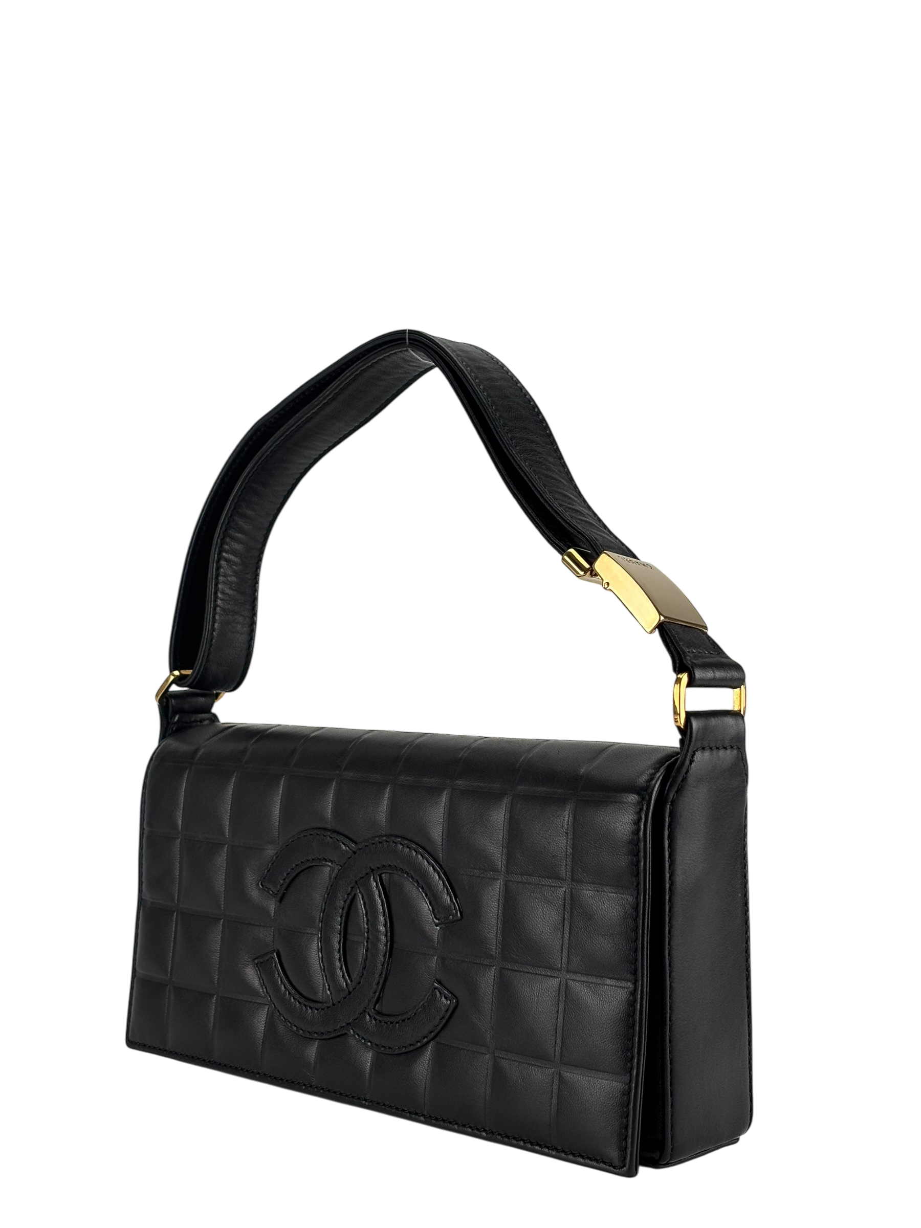 CHANEL - Black Lambskin Choco Bar Handbag