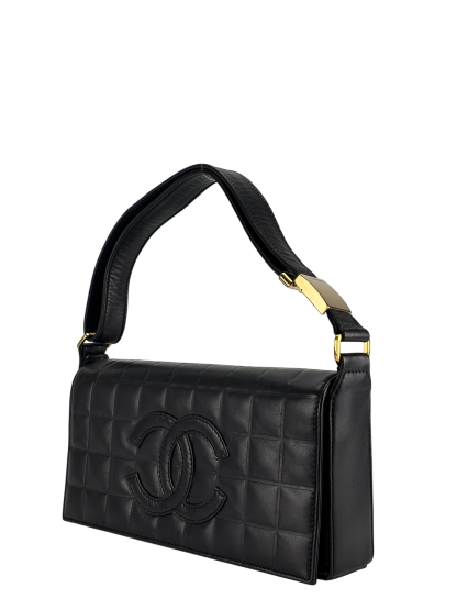CHANEL - Black Lambskin Choco Bar Handbag