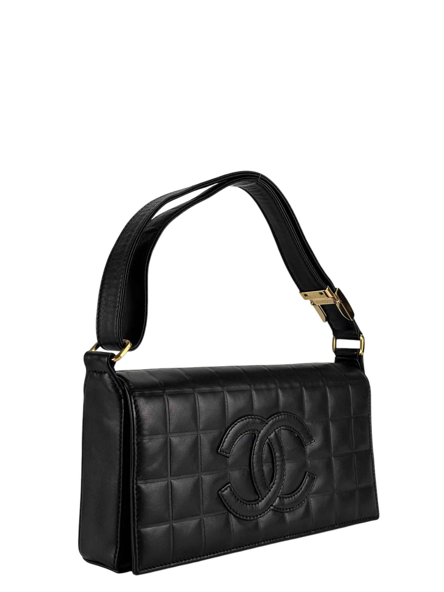 CHANEL - Black Lambskin Choco Bar Handbag