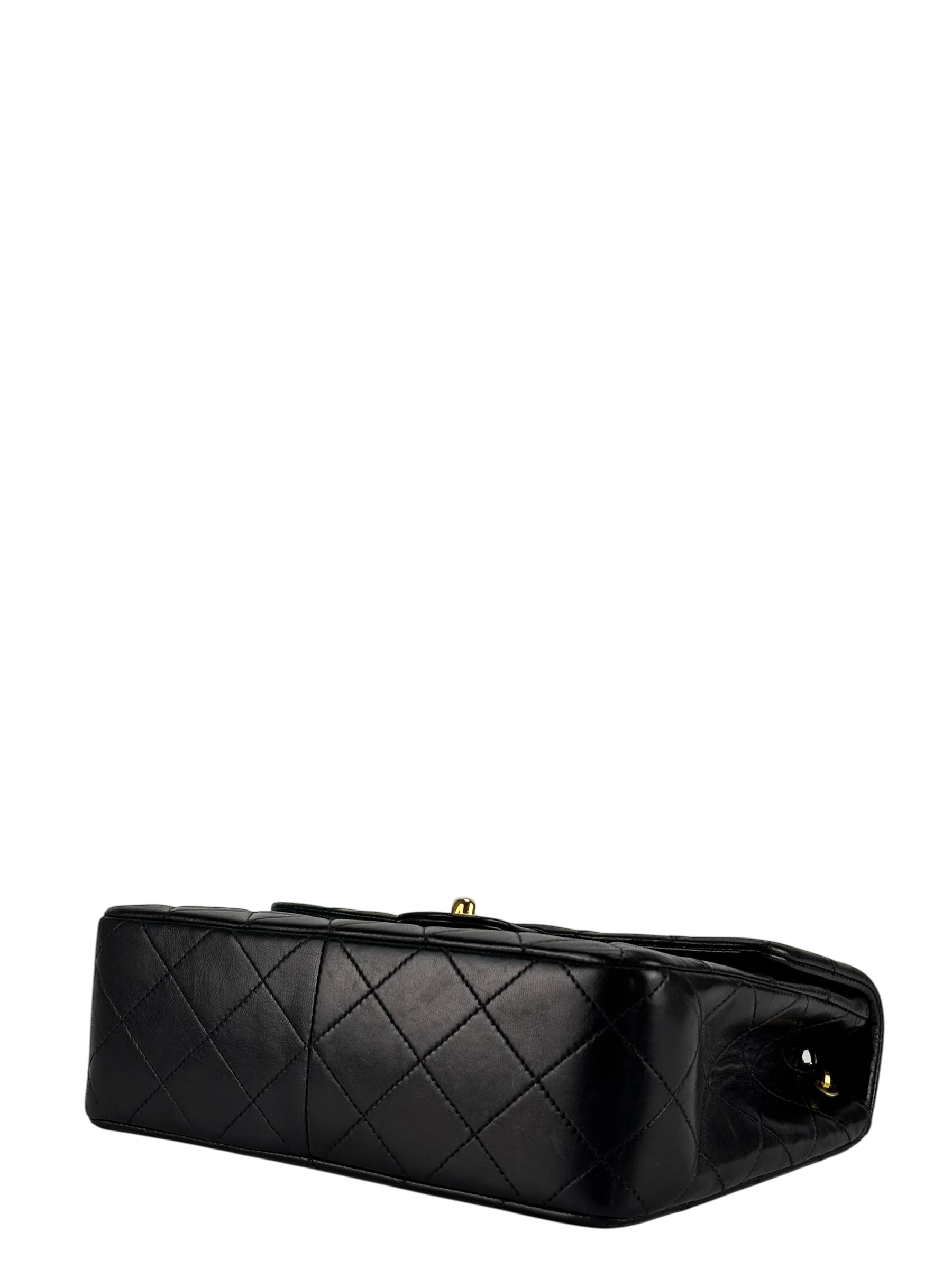 CHANEL - Black Lambskin Mini Classic Square Flap Shoulder Bag 20