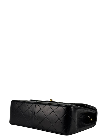 CHANEL - Black Lambskin Mini Classic Square Flap Shoulder Bag 20