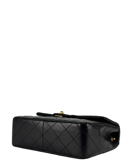 CHANEL - Black Lambskin Mini Classic Square Flap Shoulder Bag 20