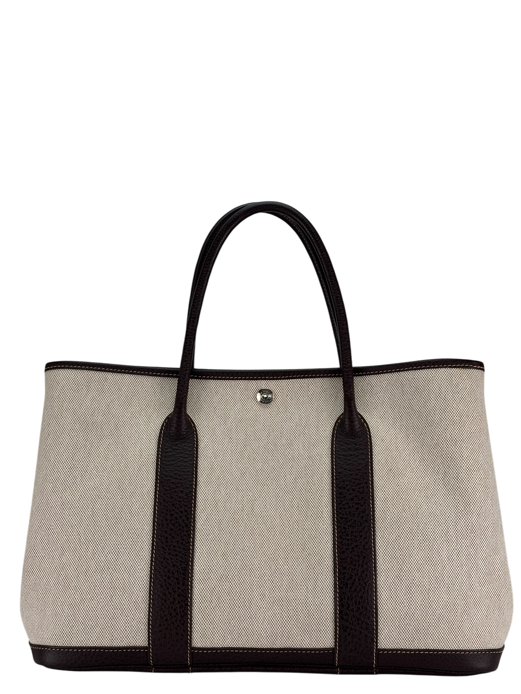 HERMES -  Garden Party 36 Beige Brown Canvas Toile 