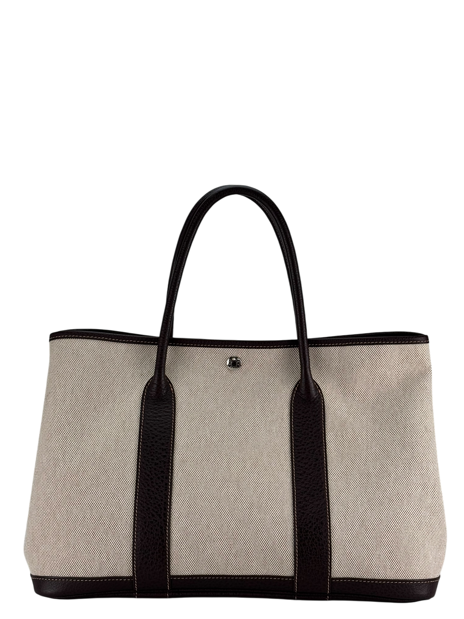 HERMES -  Garden Party 36 Beige Brown Canvas Toile 