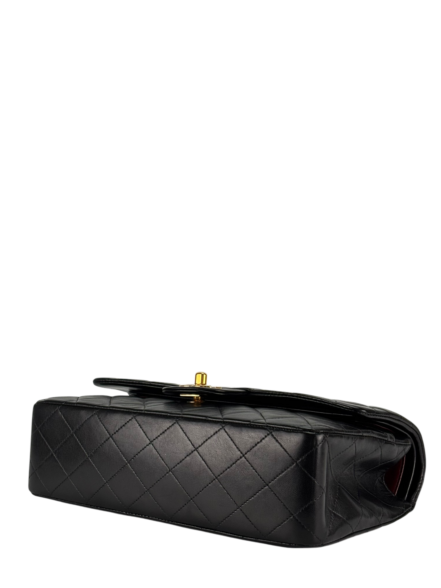 CHANEL - Medium Classic Double Flap Bag Matelasse Black Lambskin Gold Hardware (CF25)