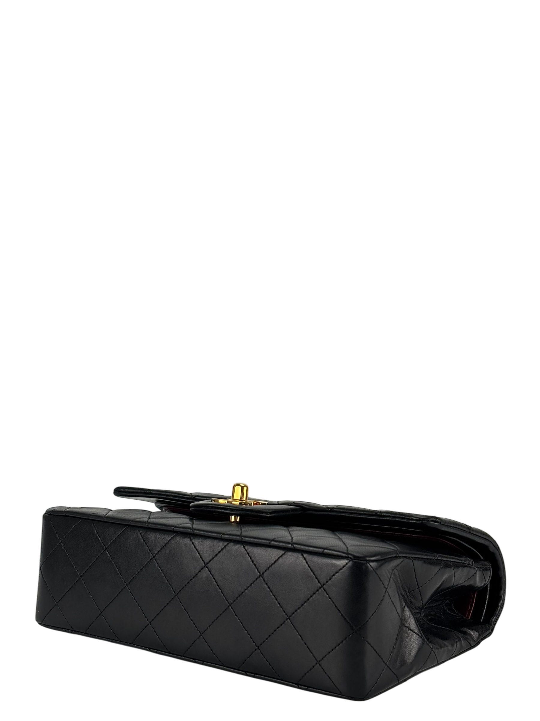 CHANEL - Small Classic Double Flap Bag Black Gold Hardware (CF23)
