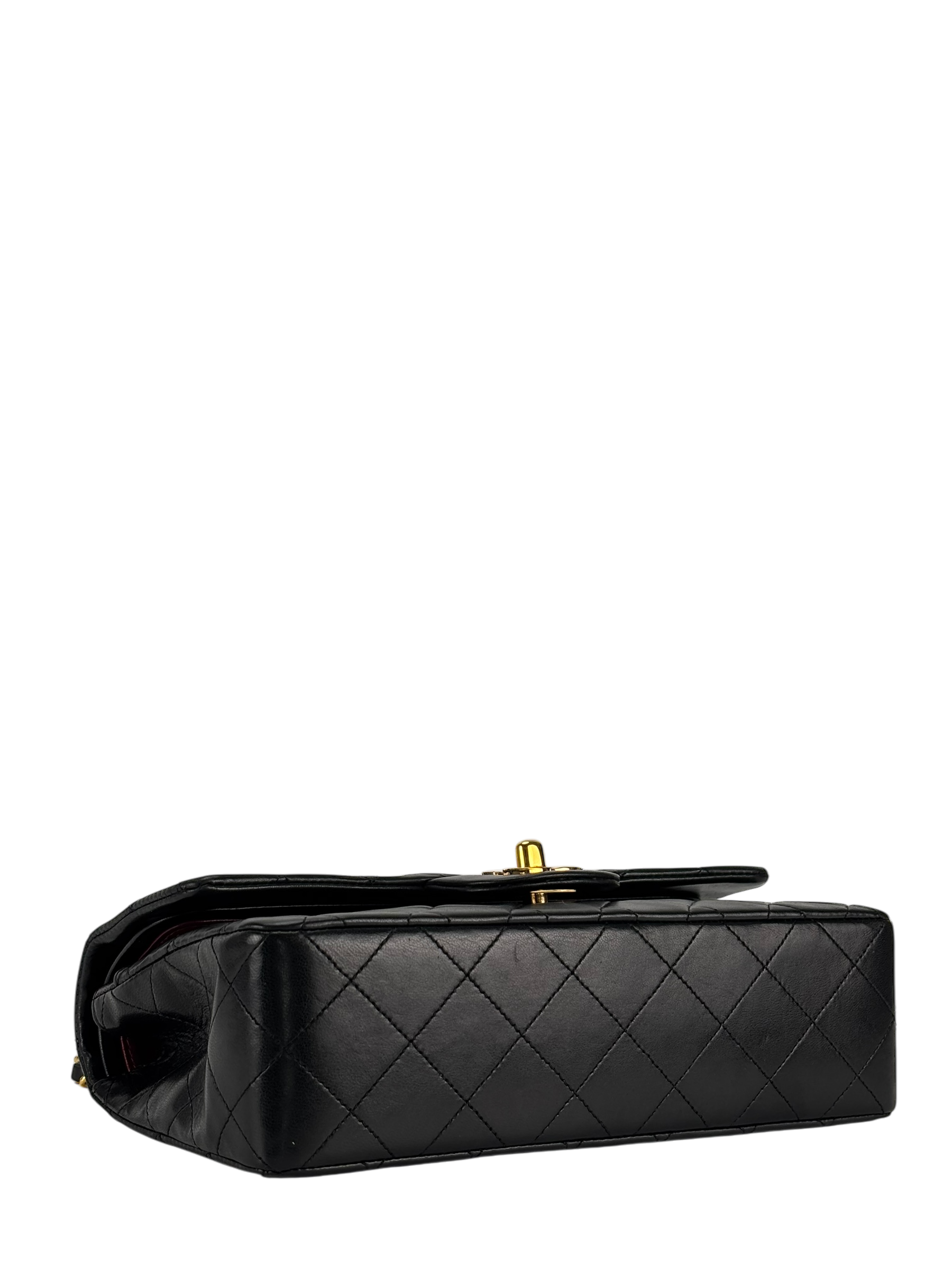 CHANEL - Small Classic Double Flap Bag Black Gold Hardware (CF23)