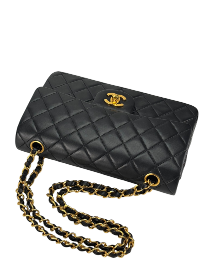 CHANEL - Small Classic Double Flap Bag Black Gold Hardware (CF23)