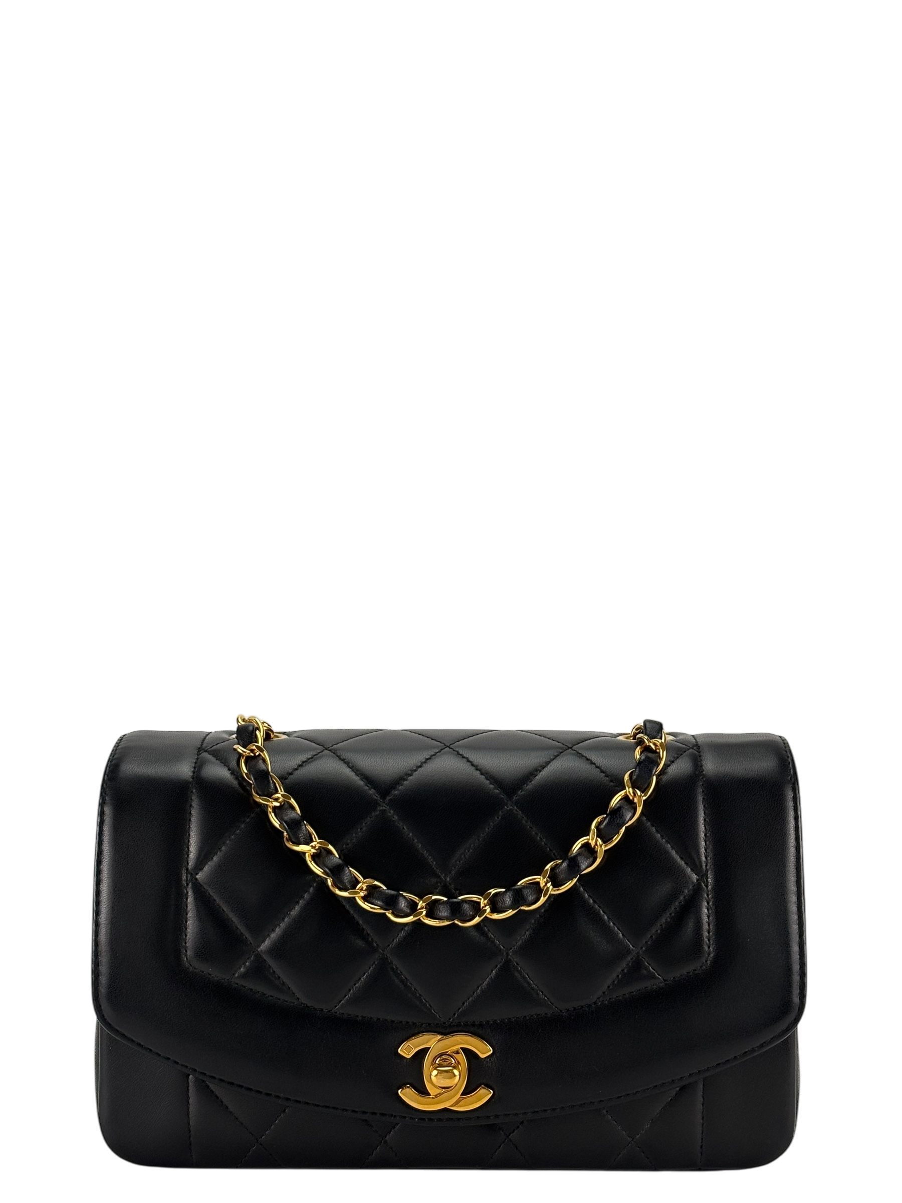 CHANEL - Black Lambskin Small Diana Shoulder Bag