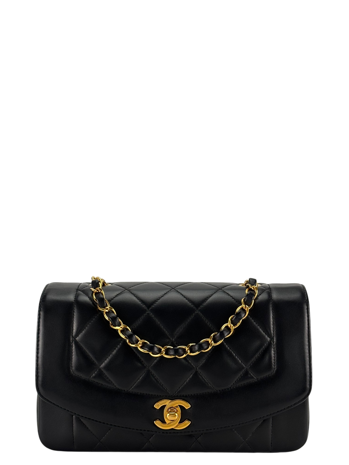 CHANEL - Black Lambskin Small Diana Shoulder Bag