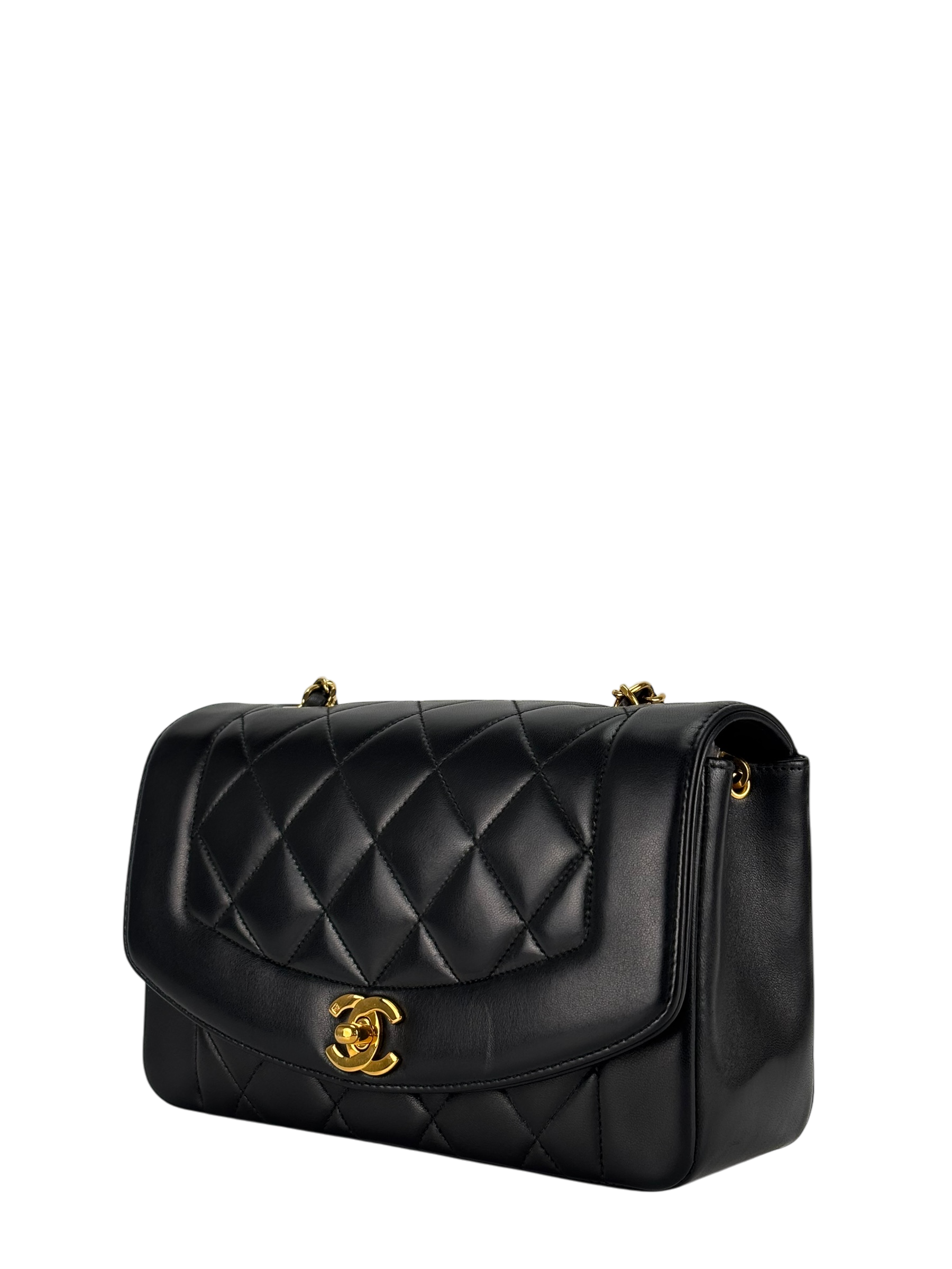 CHANEL - Black Lambskin Small Diana Shoulder Bag