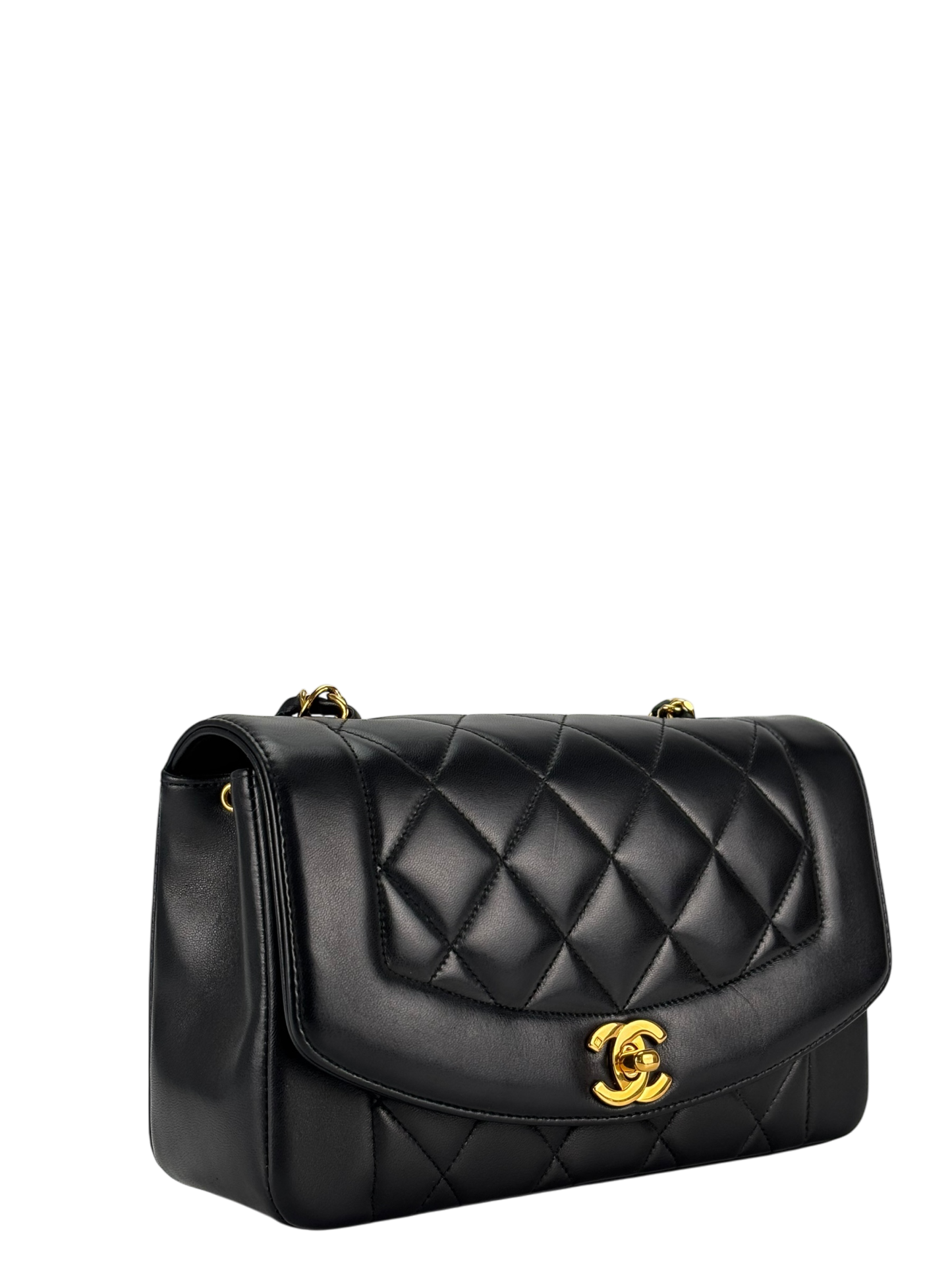 CHANEL - Black Lambskin Small Diana Shoulder Bag