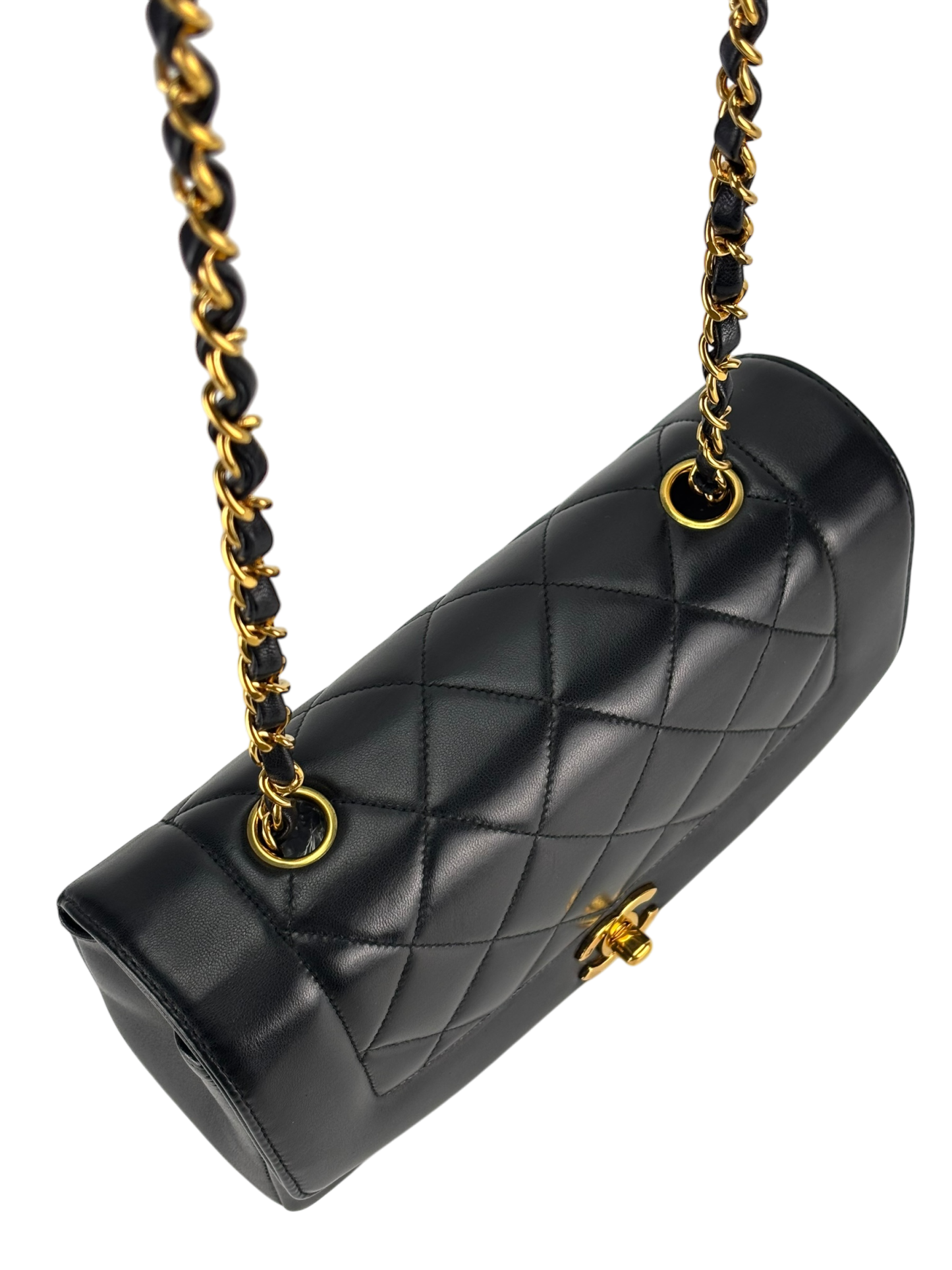 CHANEL - Black Lambskin Small Diana Shoulder Bag