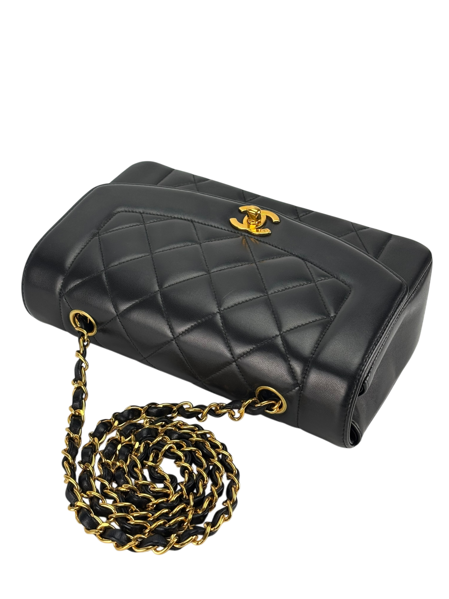 CHANEL - Black Lambskin Small Diana Shoulder Bag