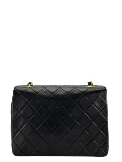 CHANEL - Black Lambskin Mini Classic Square Flap Shoulder Bag 20