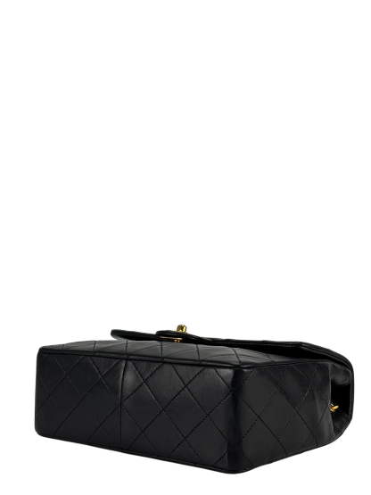 CHANEL - Black Lambskin Mini Classic Square Flap Shoulder Bag 20