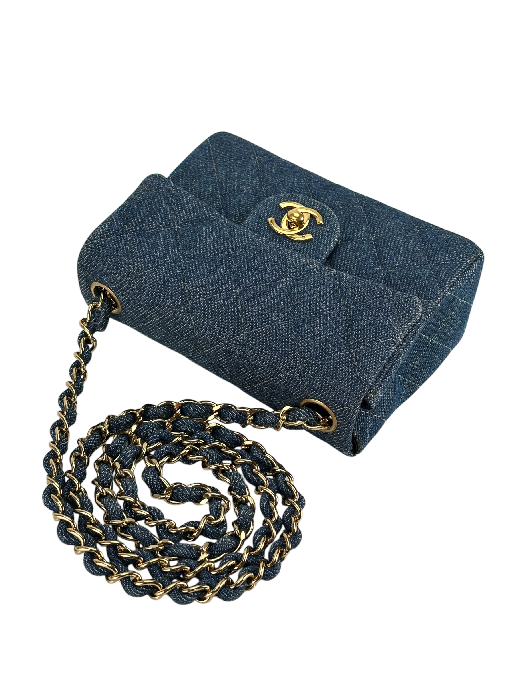 CHANEL - Denim Mini Classic Square Flap Shoulder Bag 17