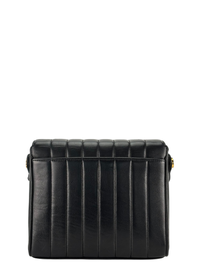 CHANEL - Black Lambskin Vertical Quilt Flap Shoulder Bag