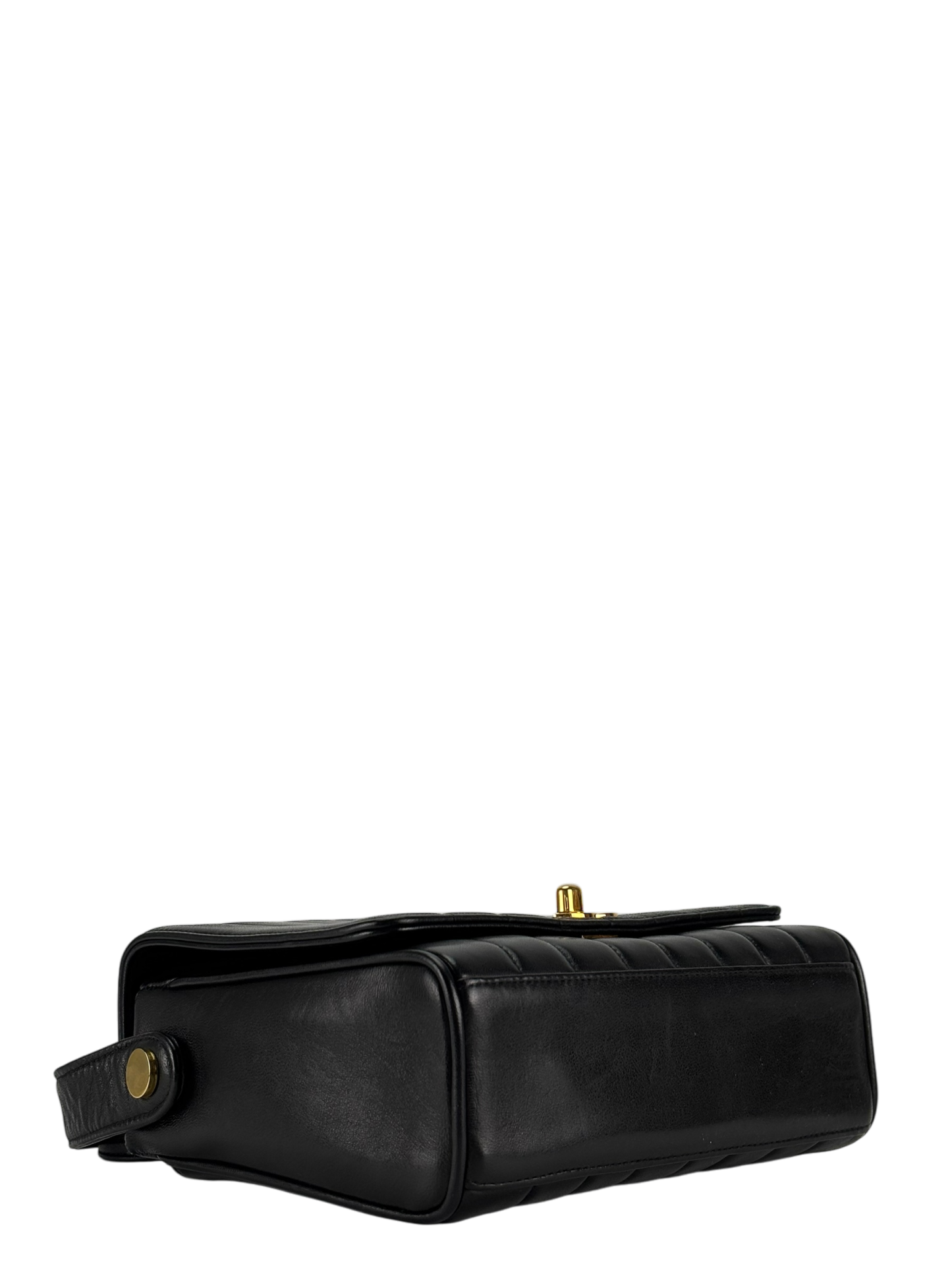 CHANEL - Black Lambskin Vertical Quilt Flap Shoulder Bag