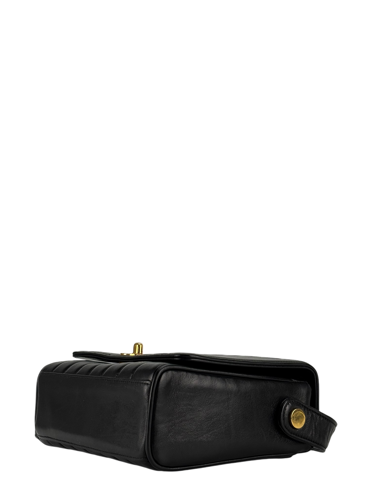 CHANEL - Black Lambskin Vertical Quilt Flap Shoulder Bag