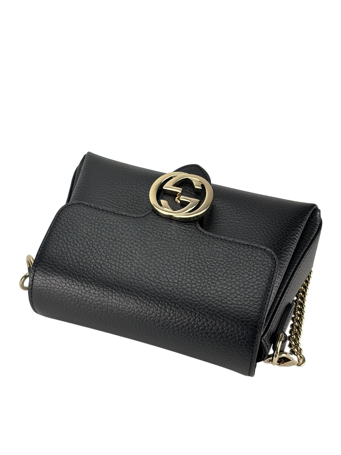 GUCCI - Black Interlocking G Chain Shoulder Bag