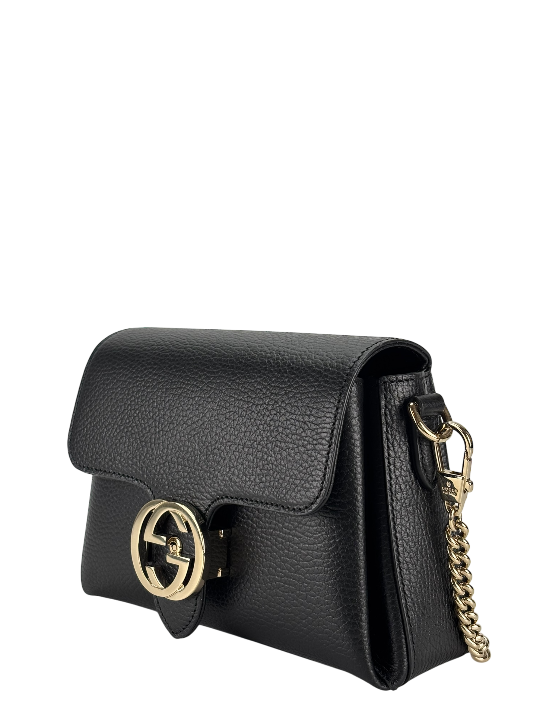 GUCCI - Black Interlocking G Chain Shoulder Bag