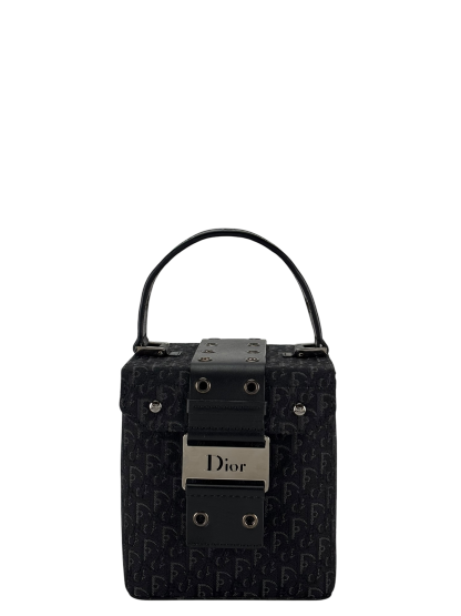 CHRISTIAN DIOR - Monogram Evening Small Silver Top Handle Satchel Box Bag